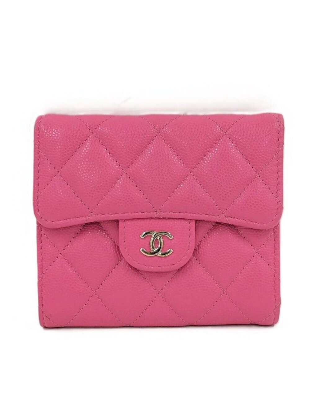 Chanel Compact Wallet Caviar Leather Pink